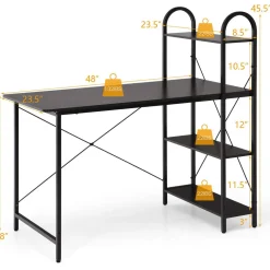 48-Inch Reversible Computer Desk with Storage Shelves