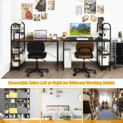 48-Inch Reversible Computer Desk with Storage Shelves