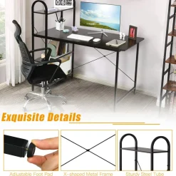 48-Inch Reversible Computer Desk with Storage Shelves