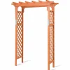 88-Inch Wooden Garden Arbor with Trellis, Decoration Outdoor Rose Arbor with Metal Connection