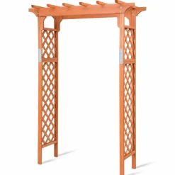 88-Inch Wooden Garden Arbor with Trellis, Decoration Outdoor Rose Arbor with Metal Connection