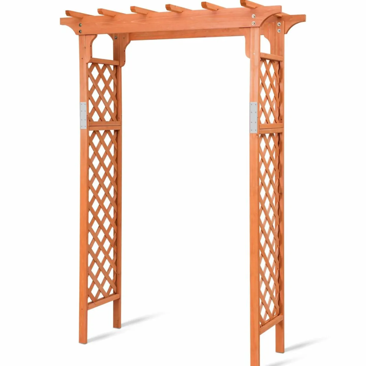 88-Inch Wooden Garden Arbor with Trellis, Decoration Outdoor Rose Arbor with Metal Connection