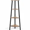 Industrial Corner Shelf, 4-Tier Ladder Bookshelf, Metal Frame Storage Rack