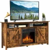 Industrial Fireplace TV Stand for TVs Up to 65 Inches, Entertainment Center