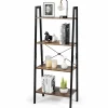 Industrial Ladder Shelf, 4-Tier Retro Metal Frame Bookshelf