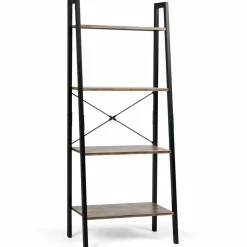 Industrial Ladder Shelf, 4-Tier Retro Metal Frame Bookshelf