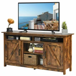 Industrial TV Stand with Barn Doors for TVs up to 65 Inches