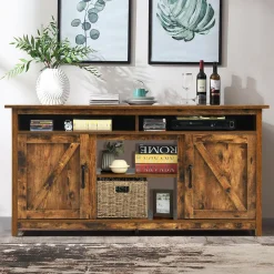 Industrial TV Stand with Barn Doors for TVs up to 65 Inches