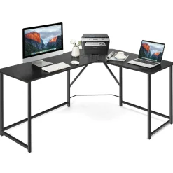 L Shaped Corner Computer Desk, 58 Inch Computer Workstation with Reinforced Metal Frame