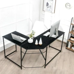 L Shaped Corner Computer Desk, 58 Inch Computer Workstation with Reinforced Metal Frame
