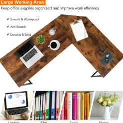 L Shaped Corner Computer Desk, 58 Inch Computer Workstation with Reinforced Metal Frame