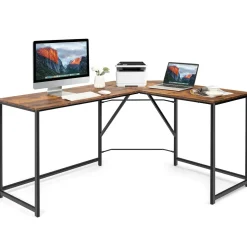 L Shaped Corner Computer Desk, 58 Inch Computer Workstation with Reinforced Metal Frame