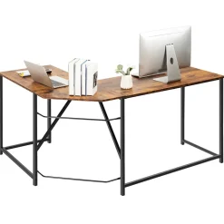 L Shaped Corner Computer Desk, 58 Inch Computer Workstation with Reinforced Metal Frame