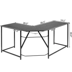 L Shaped Corner Computer Desk, 58 Inch Computer Workstation with Reinforced Metal Frame
