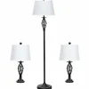 Lamp Set 3-Piece Modern Home Living Room Bedroom Antique Bronze Finish Lamps