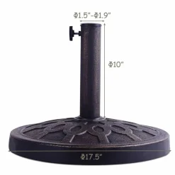 30lbs Patio Market Umbrella Base, Heavy Duty Outdoor Stand, Cast Iron Umbrella Holder for Garden Beach, Classic Round Umbrella Standing Deck Porch