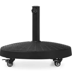 50 LBS Patio Umbrella Base, Round Outdoor Umbrella Stand W/Lockable Wheels