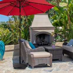 50 LBS Patio Umbrella Base, Round Outdoor Umbrella Stand W/Lockable Wheels