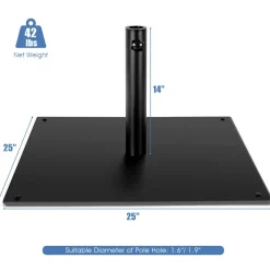 42 LBS Patio Umbrella Base, 25 Inches Heavy Duty, 1.6