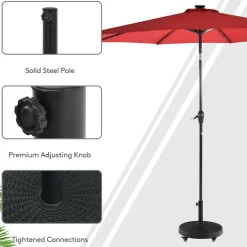 50 LBS Patio Umbrella Base, Round Outdoor Umbrella Stand W/Lockable Wheels