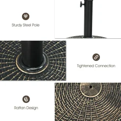 22 LBS Patio Umbrella Base, Round Outdoor Umbrella Stand