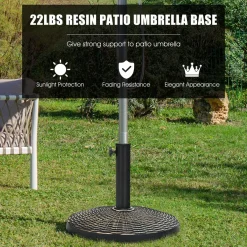 22 LBS Patio Umbrella Base, Round Outdoor Umbrella Stand