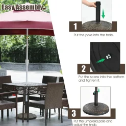 22 LBS Patio Umbrella Base, Round Outdoor Umbrella Stand