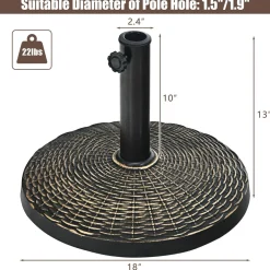 22 LBS Patio Umbrella Base, Round Outdoor Umbrella Stand