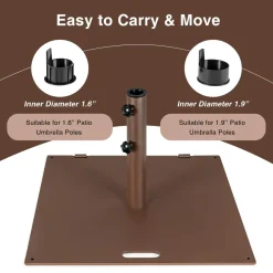 50 LBS Patio Umbrella Stand, Fits for 1.6 - 1.9 Umbrella Pole  (Bronze)