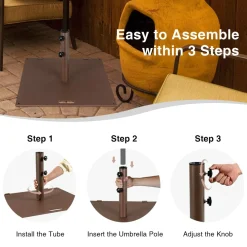 50 LBS Patio Umbrella Stand, Fits for 1.6 - 1.9 Umbrella Pole  (Bronze)