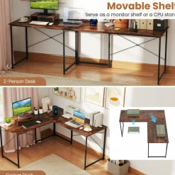 L-Shaped Computer Desk with Power Outlets