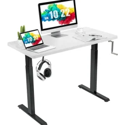 Manual Height Adjustable Standing Desk, 48" x 24" Crank Sit to Stand Desk