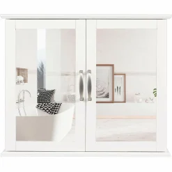 Medicine Cabinet with Mirror, Bathroom Wall Mounted Mirror Cabinet with Double Mirror Doors, 23.5 x 5.5 x 19.5 Inches (White)