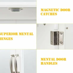 Medicine Cabinet with Mirror, Bathroom Wall Mounted Mirror Cabinet with Double Mirror Doors, 23.5 x 5.5 x 19.5 Inches (White)