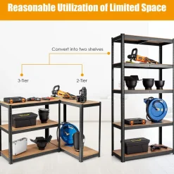 Metal Storage Shelves, 60inches Heavy Duty Frame Organizer, 5-Tier Garage Shelf