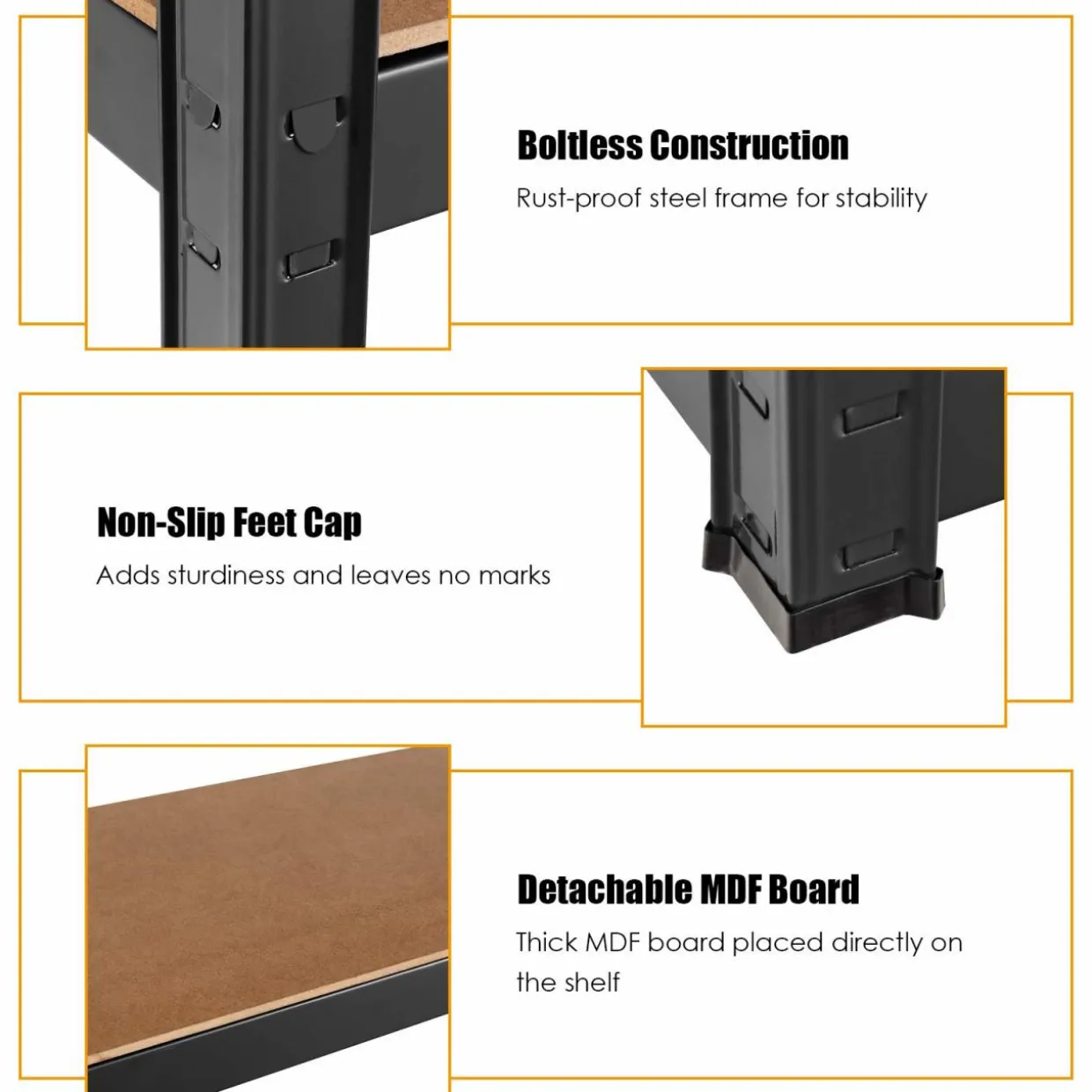 Metal Storage Shelves, 60inches Heavy Duty Frame Organizer, 5-Tier Garage Shelf