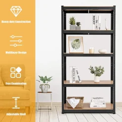 Metal Storage Shelves, 60inches Heavy Duty Frame Organizer, 5-Tier Garage Shelf