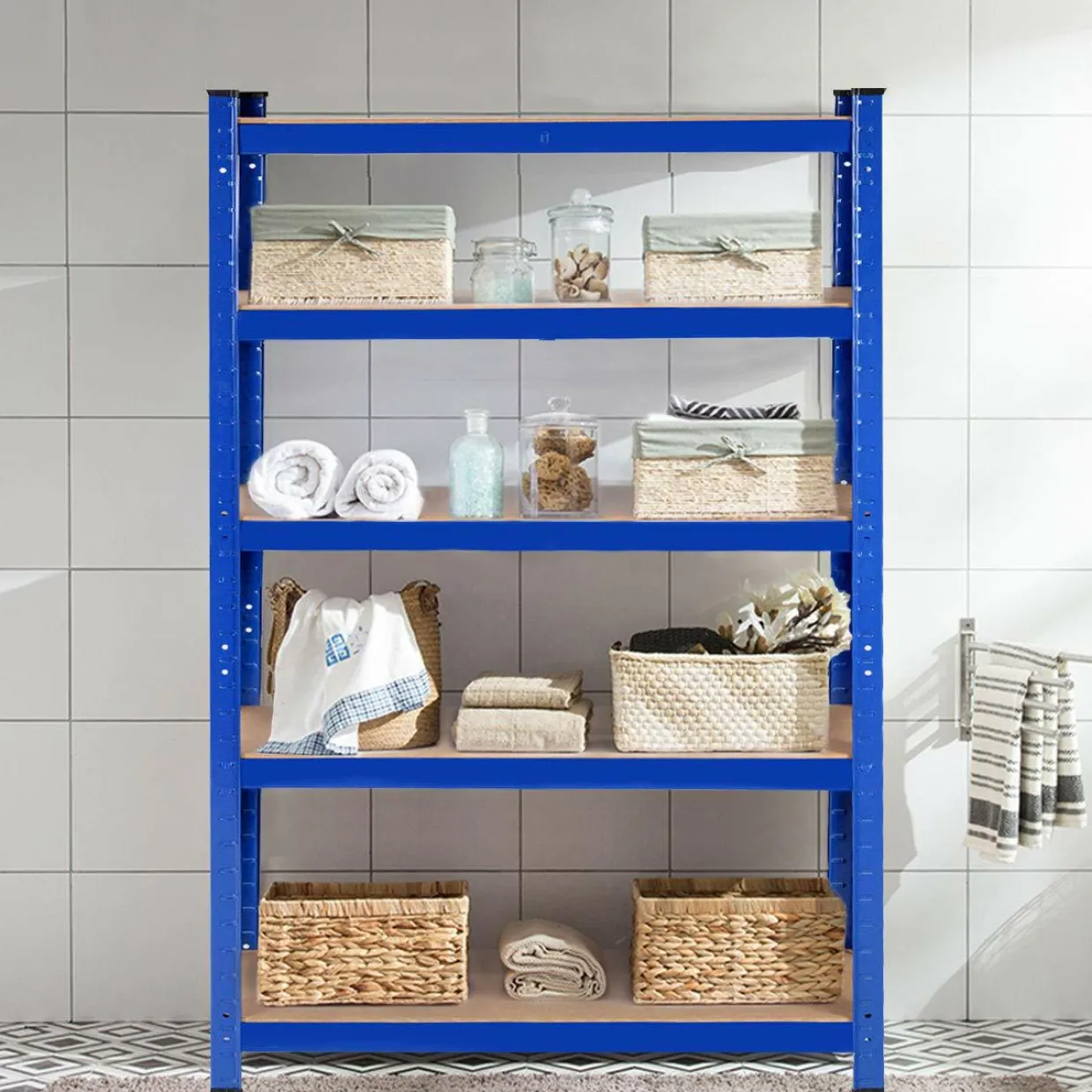 Metal Storage Shelves, 60inches Heavy Duty Frame Organizer, 5-Tier Garage Shelf