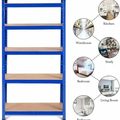 Metal Storage Shelves, 60inches Heavy Duty Frame Organizer, 5-Tier Garage Shelf