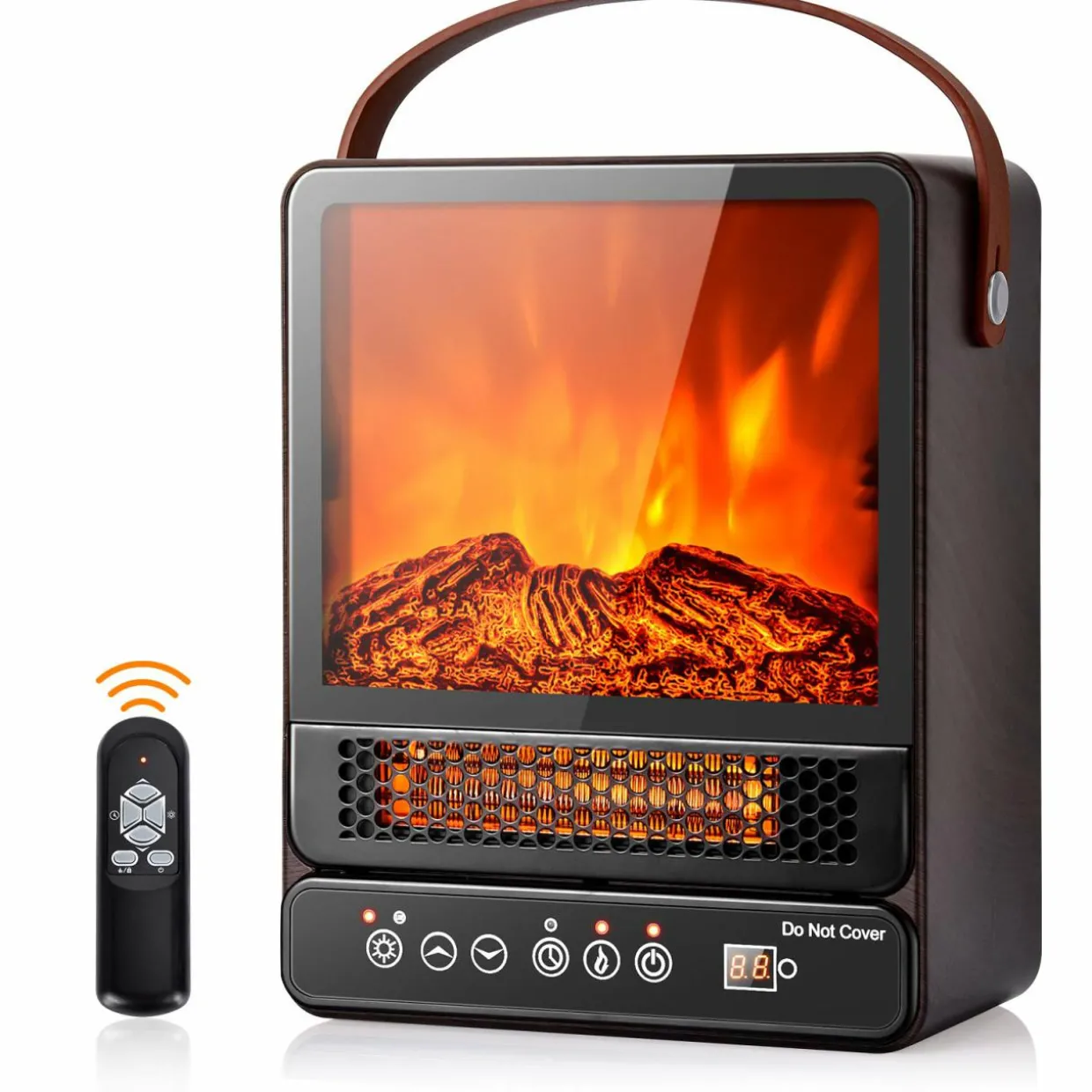 14.5" Mini Portable Electric Fireplace, 750W/1500W Tabletop Stove Heater with 3D Flame & Remote Control