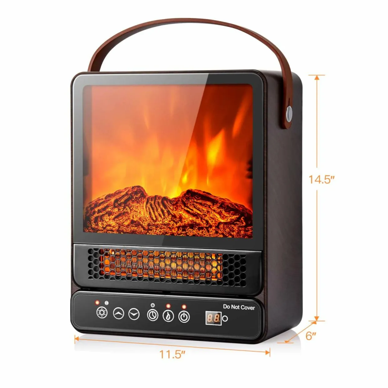 14.5" Mini Portable Electric Fireplace, 750W/1500W Tabletop Stove Heater with 3D Flame & Remote Control