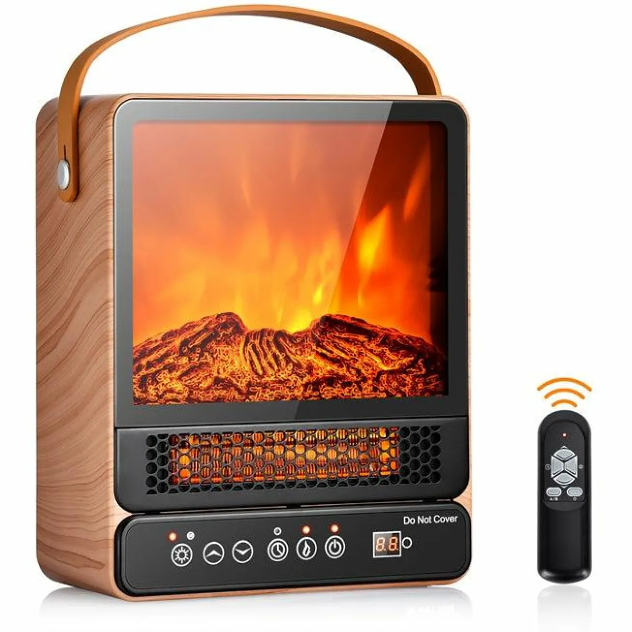 14.5" Mini Portable Electric Fireplace, 750W/1500W Tabletop Stove Heater with 3D Flame & Remote Control