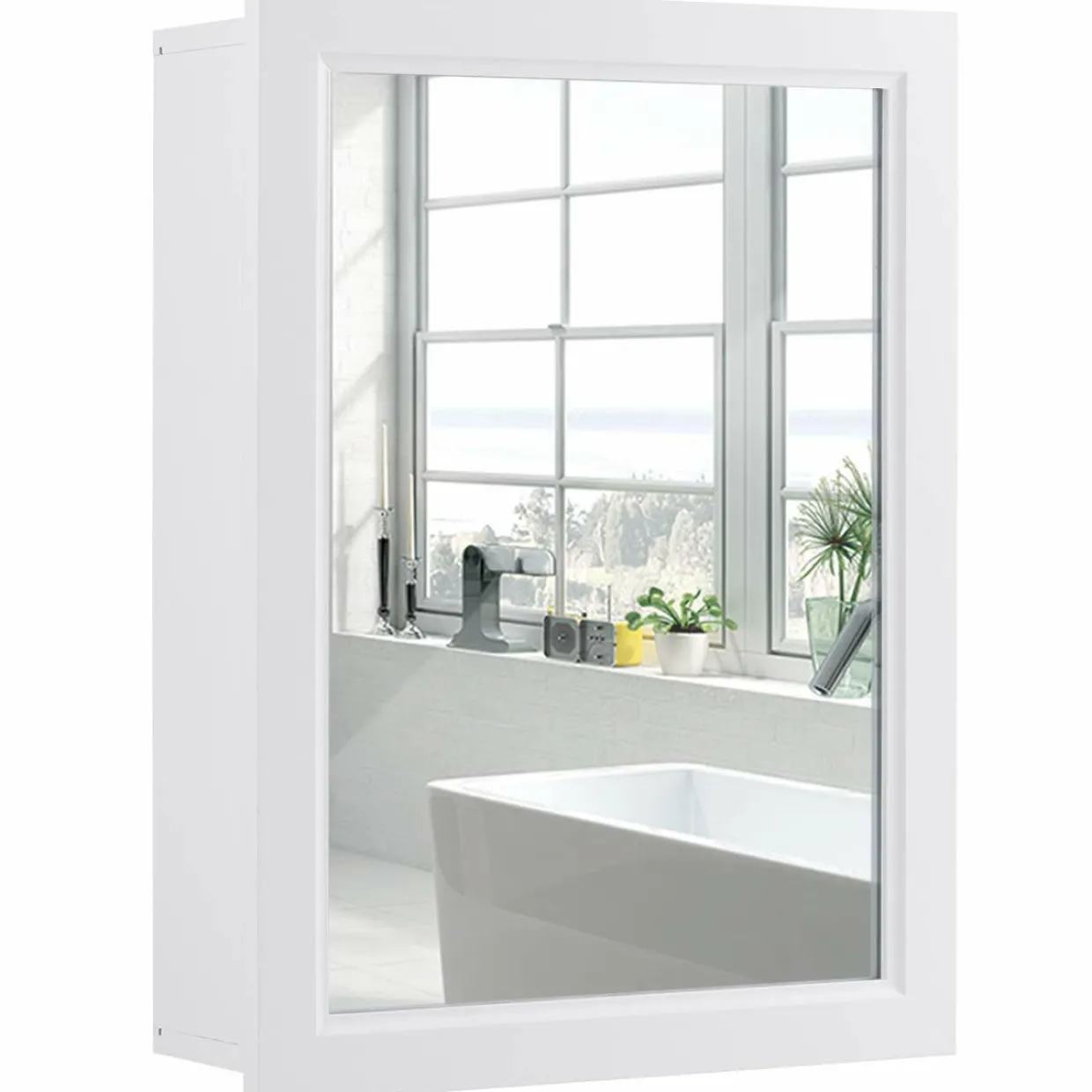 Mirrored Bathroom Cabinet, Wall Mount Storage Organizer, Medicine Cabinet with Single Doors