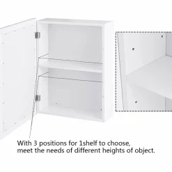 Mirrored Bathroom Cabinet, Wall Mount Storage Organizer, Medicine Cabinet with Single Doors