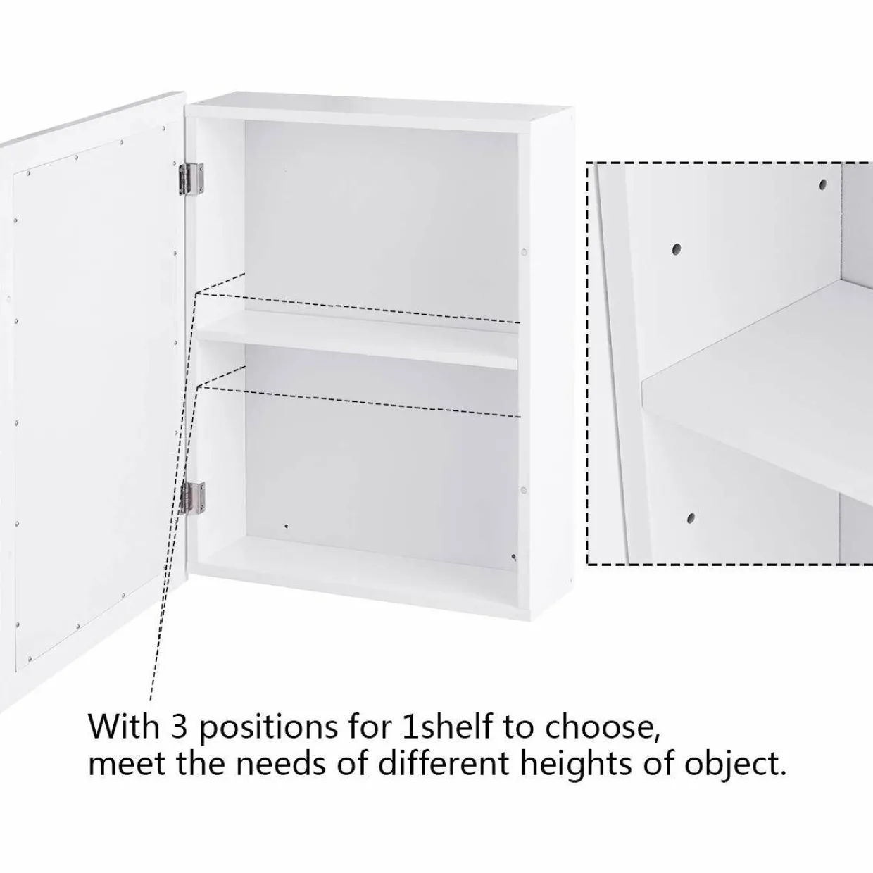 Mirrored Bathroom Cabinet, Wall Mount Storage Organizer, Medicine Cabinet with Single Doors