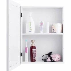 Mirrored Bathroom Cabinet, Wall Mount Storage Organizer, Medicine Cabinet with Single Doors