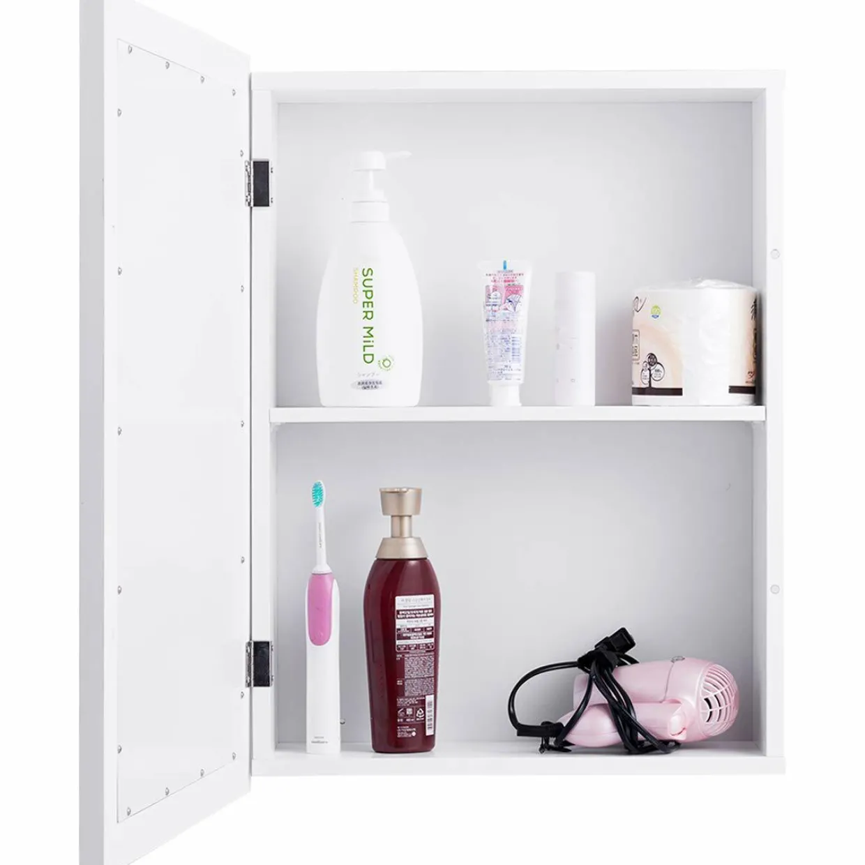 Mirrored Bathroom Cabinet, Wall Mount Storage Organizer, Medicine Cabinet with Single Doors