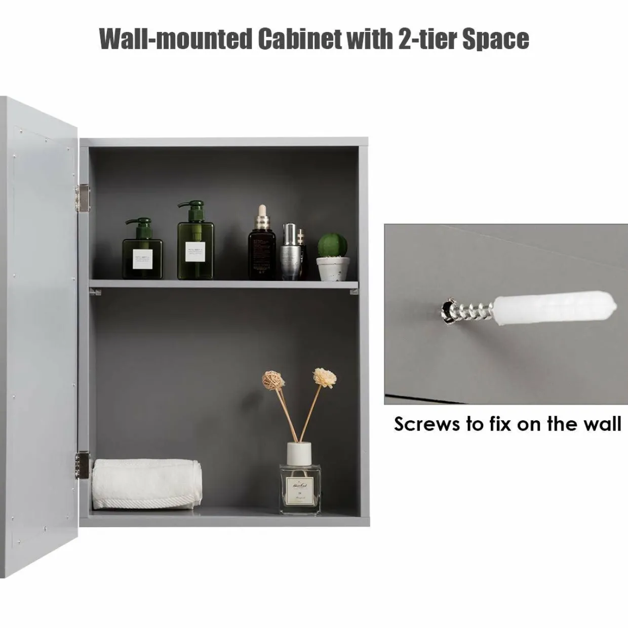 Mirrored Bathroom Cabinet, Wall Mount Storage Organizer, Medicine Cabinet with Single Doors