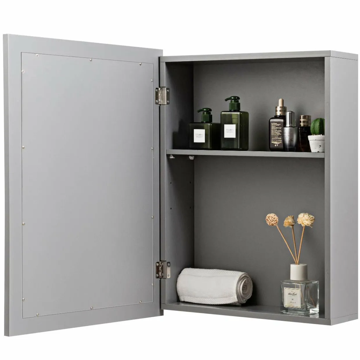 Mirrored Bathroom Cabinet, Wall Mount Storage Organizer, Medicine Cabinet with Single Doors