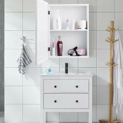 Mirrored Bathroom Cabinet, Wall Mount Storage Organizer, Medicine Cabinet with Single Doors